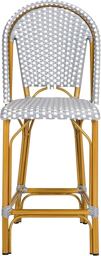 ZapweareOutdoor Gresley Wicker Counter Stool, 26" Grey/White PAT4019B