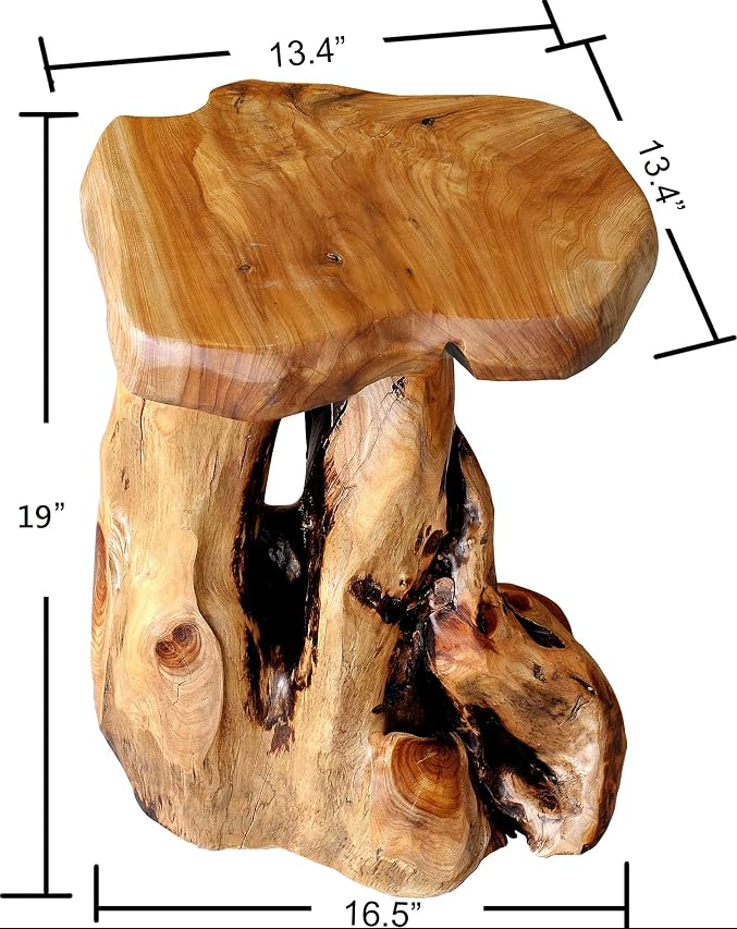 Zapweare Cedar Roots Flower Side Table for Living Room Bedroom