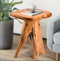 Mushroom Side Table 18.9 inch Tall Live Edge Wood Stool