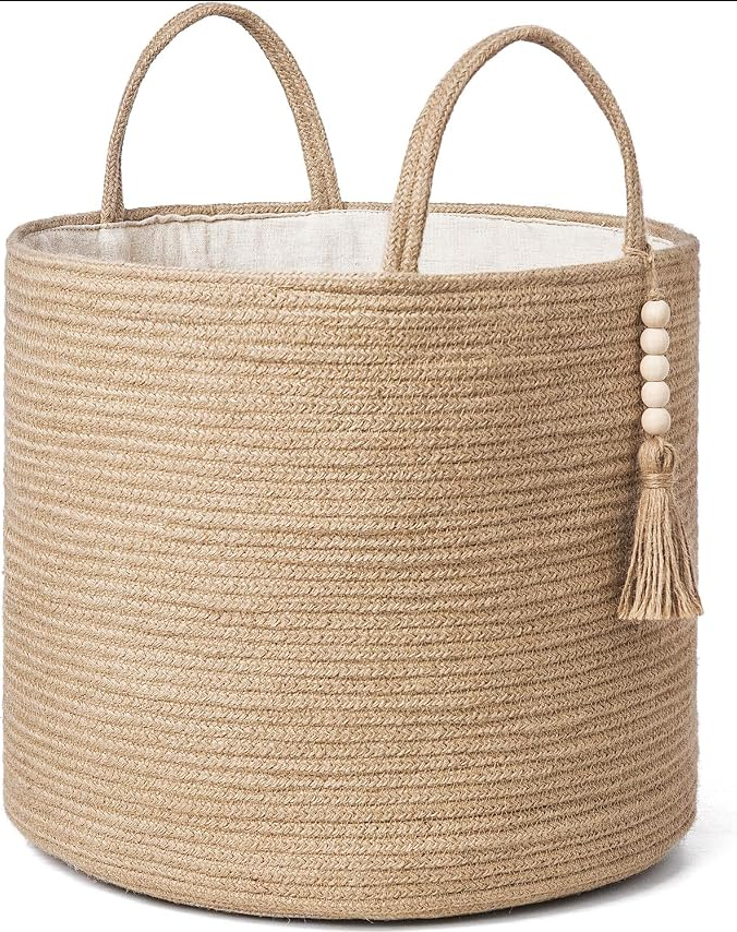 Zapweare Woven Storage Basket for Blanket, Toys Plant Organizer, 16"W x 13.8"L