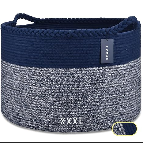 Zapweare XXXLarge Woven Blanket & Laundry Basket, 87L, Navy Blue